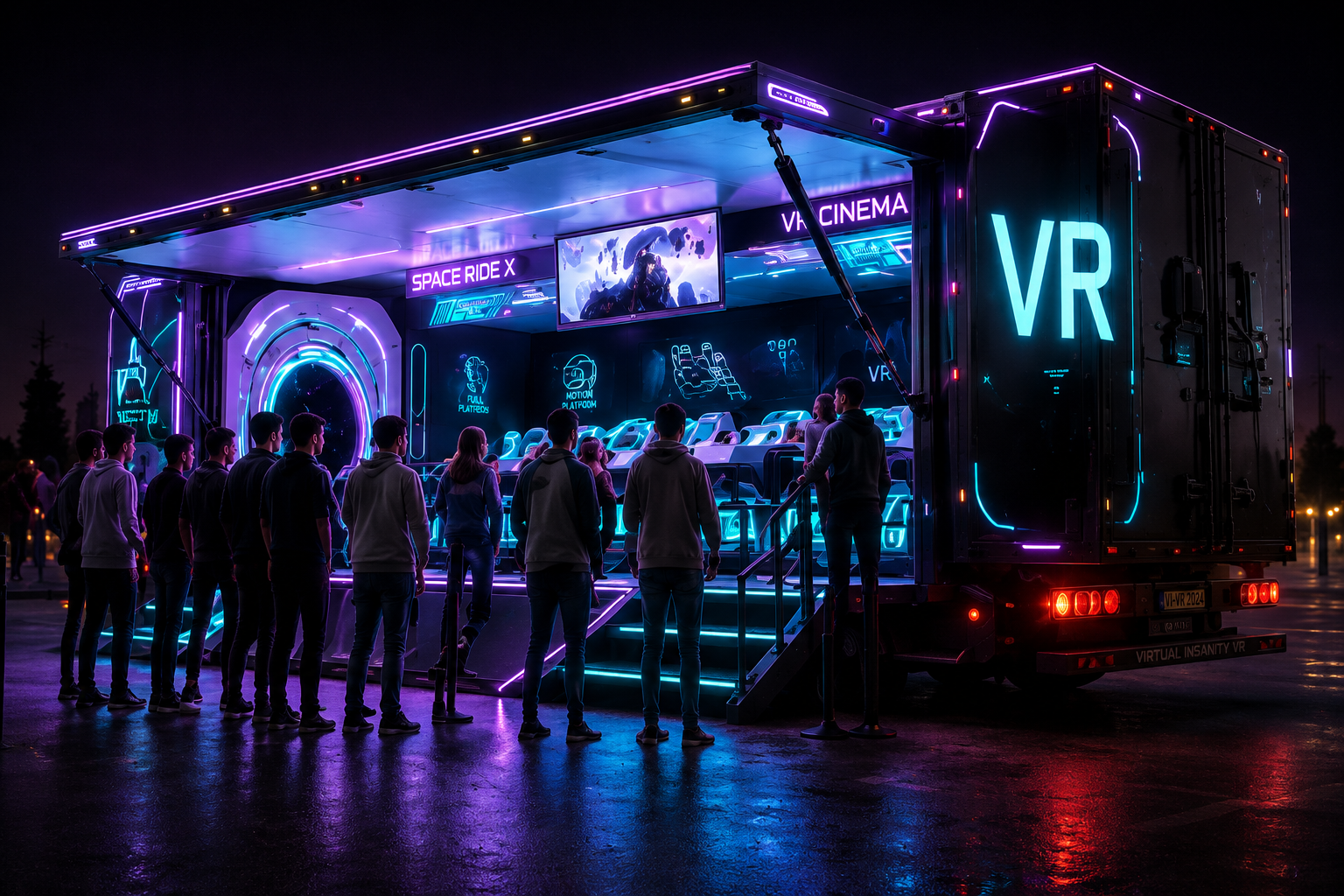 VR Truck Virtual Insanity en evento nocturno